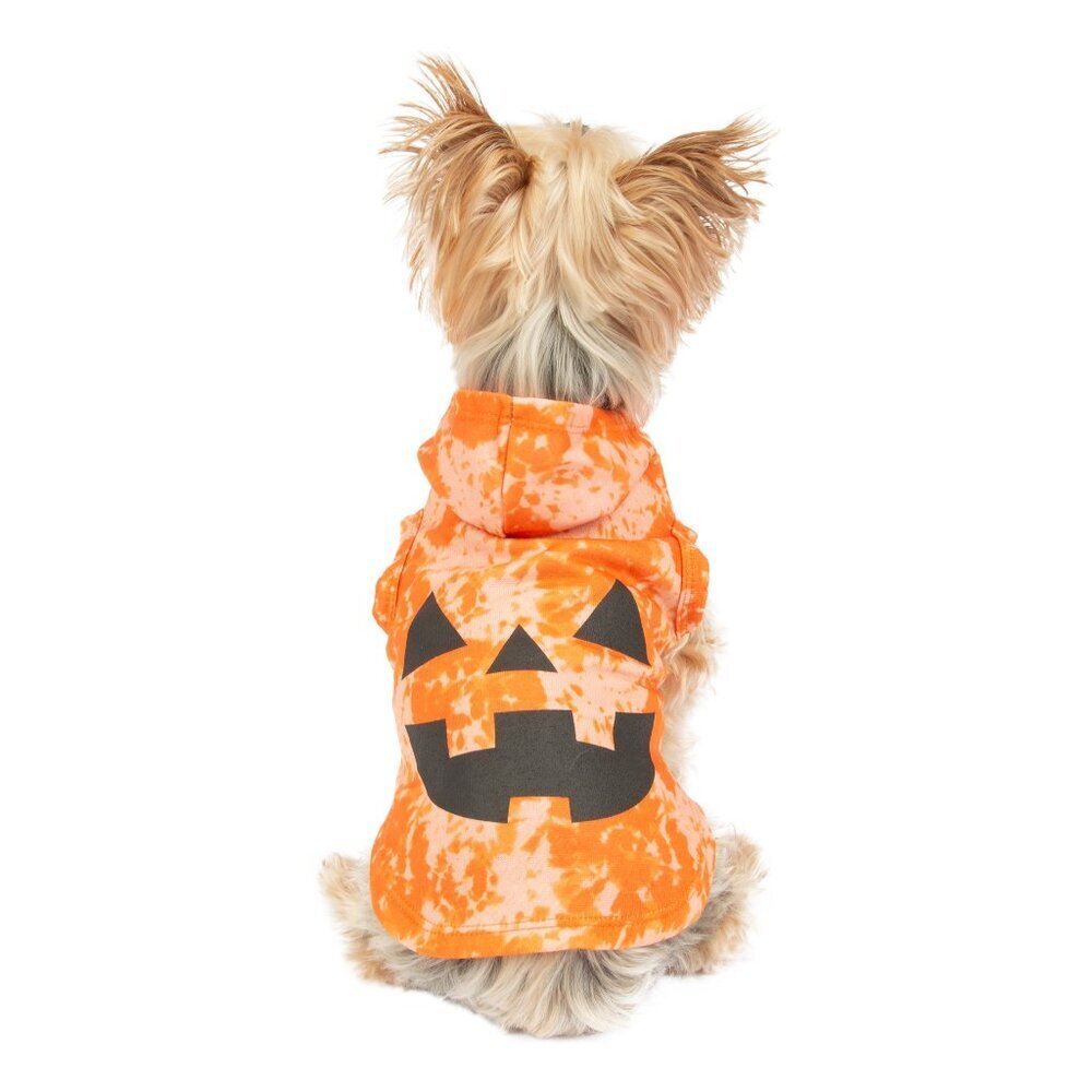 VibrantLife Halloween Hoodie Dog Clothing Orange Tie Dye Jack-O-Lantern